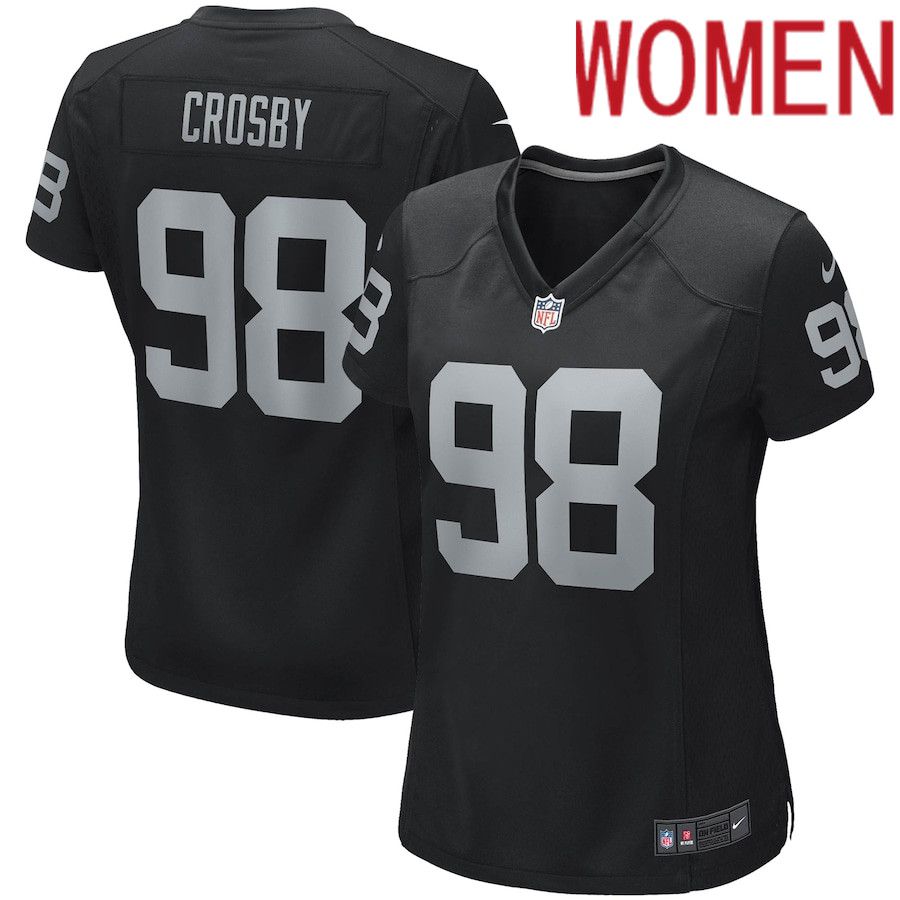 Cheap Women Oakland Raiders 98 Maxx Crosby Nike Black Game NFL Jersey